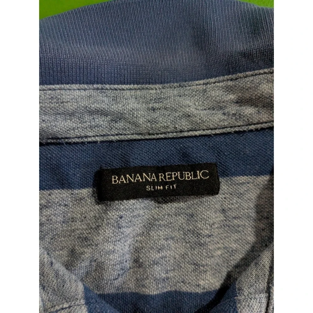Banana‎ Republic Polo Shirt Purple Elephant Logo Slim Fit Medium Striped